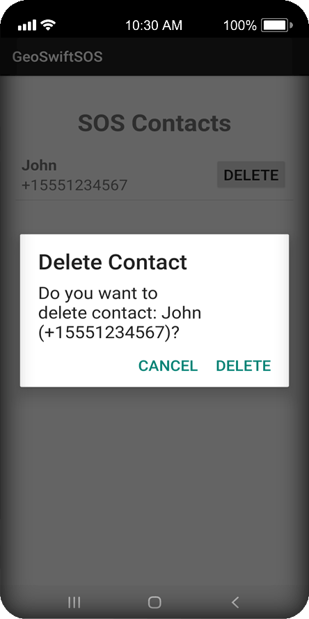 GeoSwiftSOS Delete Contact